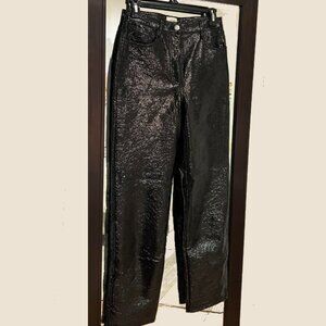 NWOT Aritzia Wilfred Black Faux Leather Pants High Waisted High Rise Size 4